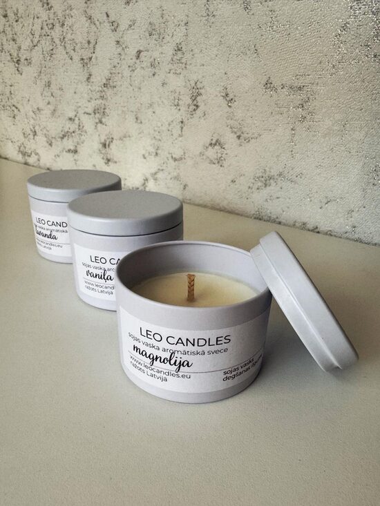 Sojas vaska svece baltā bundžiņā